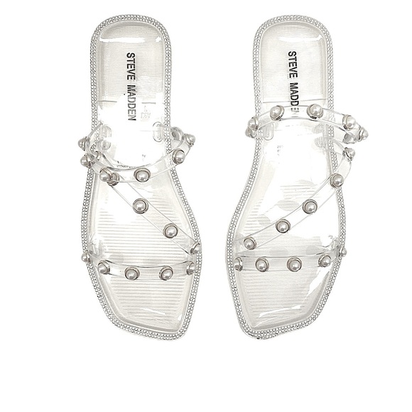 STEVE MADDEN NONII Clear/Pearl Embellished Sandals. Women's Size 7 - Picture 13 of 13